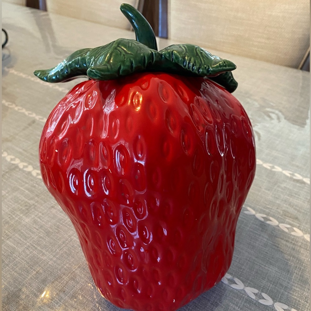 Vintage strawberry cookie jar